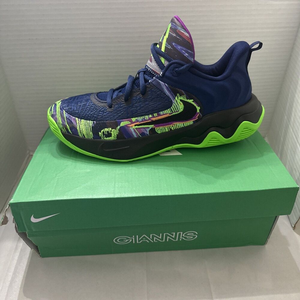 Nike Giannis Immortality 4 Boys 6Y Blue Void/Black/Green Strike New
